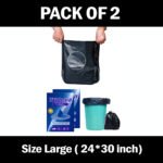 Trideva HEAVY DUTY Large Size 24x30 Inch Pack of 2 Black (8 Pcs in Each Pack) 75 Micron Biodegradable Garbage Bag| Trash/Dustbin Bag (Weight 500 Gram for Each Pack)