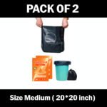 Trideva HEAVY DUTY Medium Size 20x20 Inch Pack of 2 Black (14 Pcs in Each Pack) 75 Micron Biodegradable Garbage Bag| | Trash/Dustbin Bags (Weight 500 Gram per Pack)