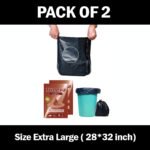 Trideva HEAVY DUTY Extra Thick 28x32 Inch Pack of 2 Black (7 Pcs in Each Pack) 75 Micron Biodegradable Garbage Bag | Trash/Dustbin Bags (Weight 500 Gram for Each Pack)