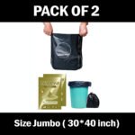 Trideva HEAVY DUTY Jumbo Size 32x40 Inch Pack of 2 Black, 75 Micron Biodegradable Garbage Bag| (5 Pcs in Each Pack) Trash/Dustbin Bags (Weight 500 Gram for Each Pack)