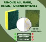 Trideva (Pack of 12)Green Scrub Foam with Pad 3x4 Thickness 20 mm, Easy to Shine Dish Wash Scrub, Utensil Scrubber Kitchen Wipes - Image 3