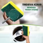 Trideva (Pack of 12)Green Scrub Foam with Pad 3x4 Thickness 20 mm, Easy to Shine Dish Wash Scrub, Utensil Scrubber Kitchen Wipes - Image 2