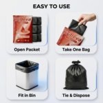 Trideva HEAVY DUTY Medium Size 20x20 Inch Pack of 6 Black (14 Pcs in Each Pack) 75 Micron Biodegradable Garbage Bag| Trash/Dustbin Bags (Weight 500 Gram for Each Pack) (Black) - Image 6