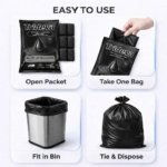 Trideva HEAVY DUTY Extra-Medium Size 20x26 Inch Pack of 6 Black (10 Pcs in Each Pack) 75 Micron Biodegradable Garbage Bag| Trash/Dustbin Bags (Weight 500 Gram for Each Pack) - Image 10