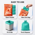 Trideva HEAVY DUTY Medium Size 20x20 Inch Pack of 6 Green (14 Pcs in Each Pack) 75 Micron Biodegradable Garbage Bag| Trash/Dustbin Bags (Weight 500 Gram for Each Pack) - Image 7