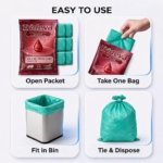 Trideva HEAVY DUTY Extra Thick Size 28x32 Inch Pack of 6 Green (7 Pcs in Each Pack) 75 Micron Biodegradable Garbage Bag| Trash/Dustbin Bags (Weight 500 Gram for Each Pack) - Image 6