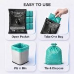 Trideva HEAVY DUTY Extra-Medium Size 20x26 Inch Pack of 6 Green (10 Pcs in Each Pack) 75 Micron Biodegradable Garbage Bag| Trash/Dustbin Bags (Weight 500 Gram for Each Pack) - Image 8