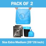 Trideva HEAVY DUTY Extra-Medium Size 20x26 Inch Pack of 2 Blue (10 Pcs in Each Pack) 75 Micron Biodegradable Garbage Bag| Trash/Dustbin Bags (Weight 500 Gram for Each Pack)