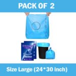 HEAVY DUTY Large Size 24x30 Inch Pack of 2 Blue (8 Pcs in Each Pack) 75 Micron Biodegradable Garbage Bag| Trash/Dustbin Bag (Weight 500 Gram for Each Pack)