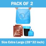 Trideva HEAVY DUTY Extra Thick 28x32 Inch Pack of 2 Blue (7 Pcs in Each Pack) 75 Micron Biodegradable Garbage Bag | Trash/Dustbin Bags (Weight 500 Gram for Each Pack)