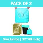Trideva HEAVY DUTY Jumbo Size 32x40 Inch Pack of 2 Green 75 Micron Biodegradable Garbage Bag| (5 Pcs in Each Pack) Trash/Dustbin Bags (Weight 500 Gram for Each Pack)