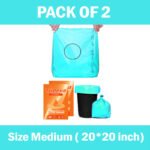 Trideva HEAVY DUTY Medium Size 20x20 Inch Pack of 2 Green (14 Pcs in Each Pack) 75 Micron Biodegradable Garbage Bag| | Trash dustbin Bags (Weight 500 Gram per Pack) (Green)