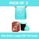 Trideva HEAVY DUTY Extra Thick 28x32 Inch Green Pack of 2 (7 Pcs in Each Pack) 75 Micron Biodegradable Garbage Bag | Trash/Dustbin Bags (Weight 500 Gram for Each Pack)